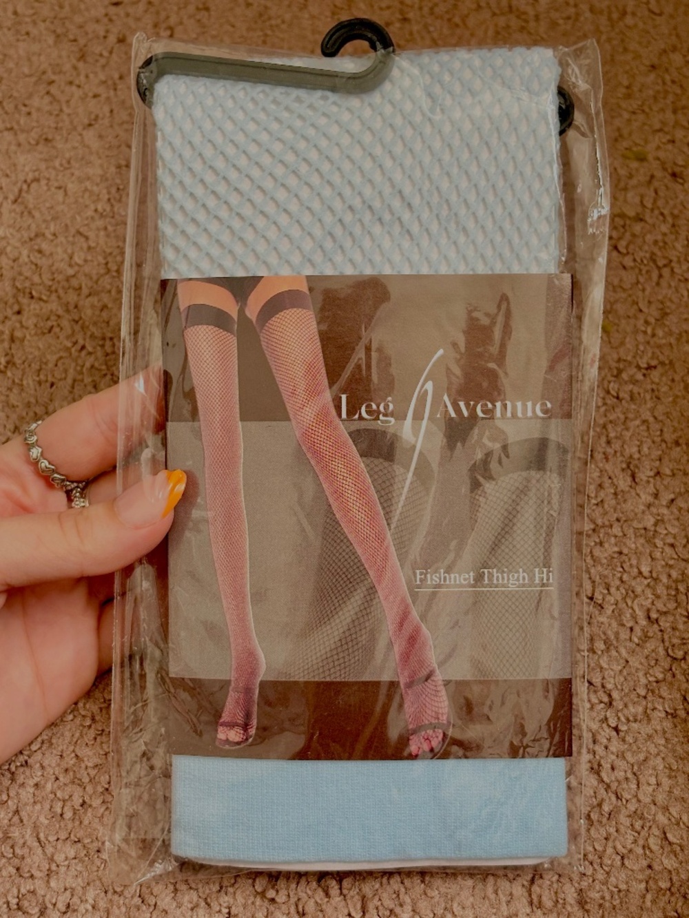 Leg Avenue Fishnet Thigh High Stockings Light Blue #9011 Nylon OS New Sealed